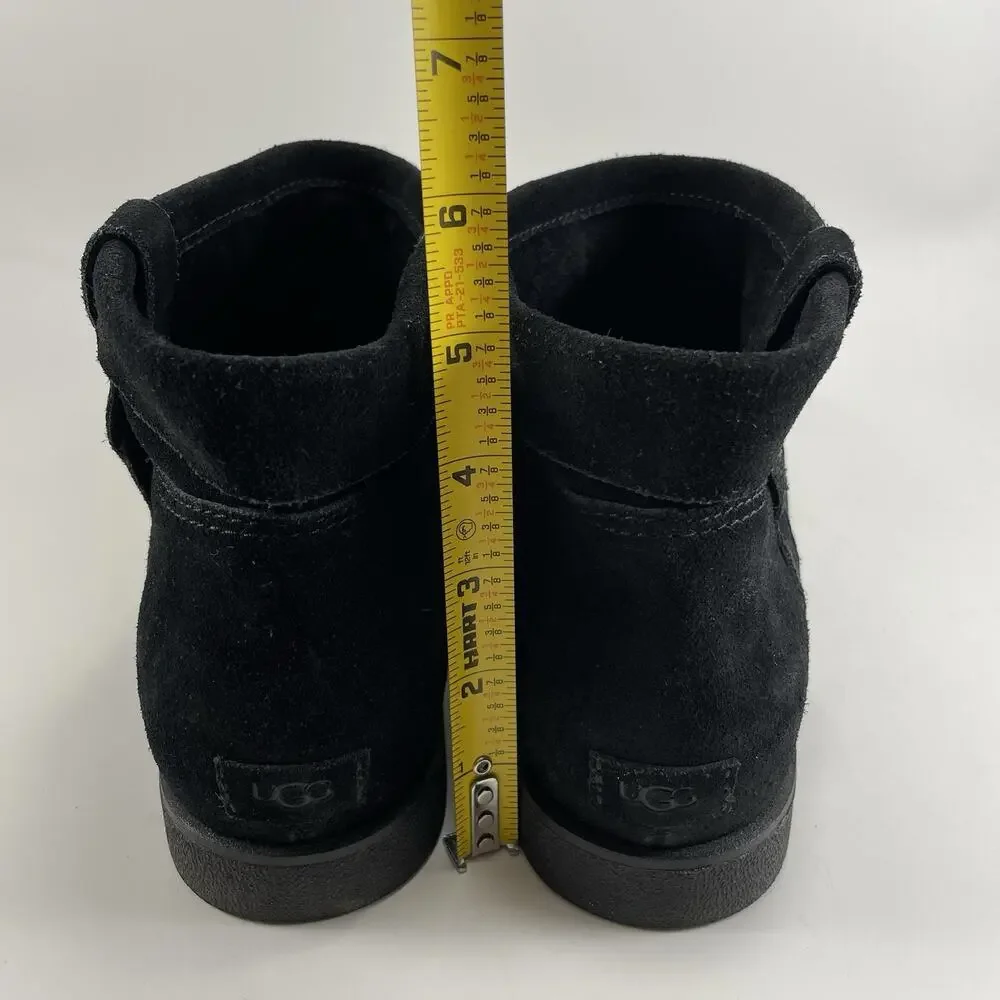 UGG Josefene Cuff Boot Black Suede Short Ankle Womens Size 10 Booties Slip On